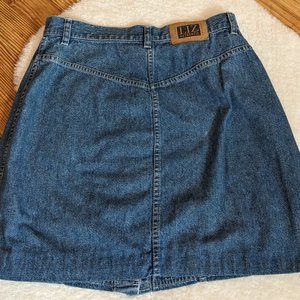 Vintage 80s A Line Button Front Denim Skirt